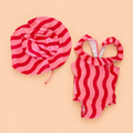 Pink & Red Waves Swimsuit by Kidly